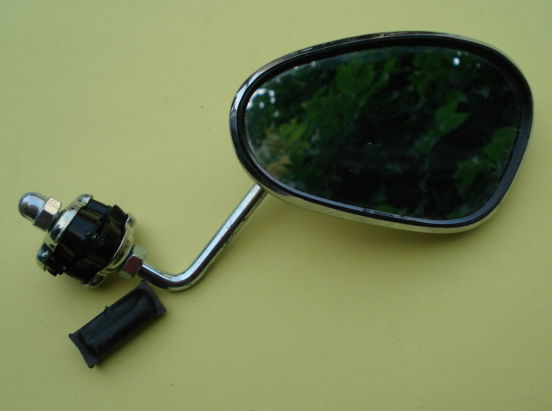 Mirror for legshield, right side, BUMM, kidney-shape, chromed