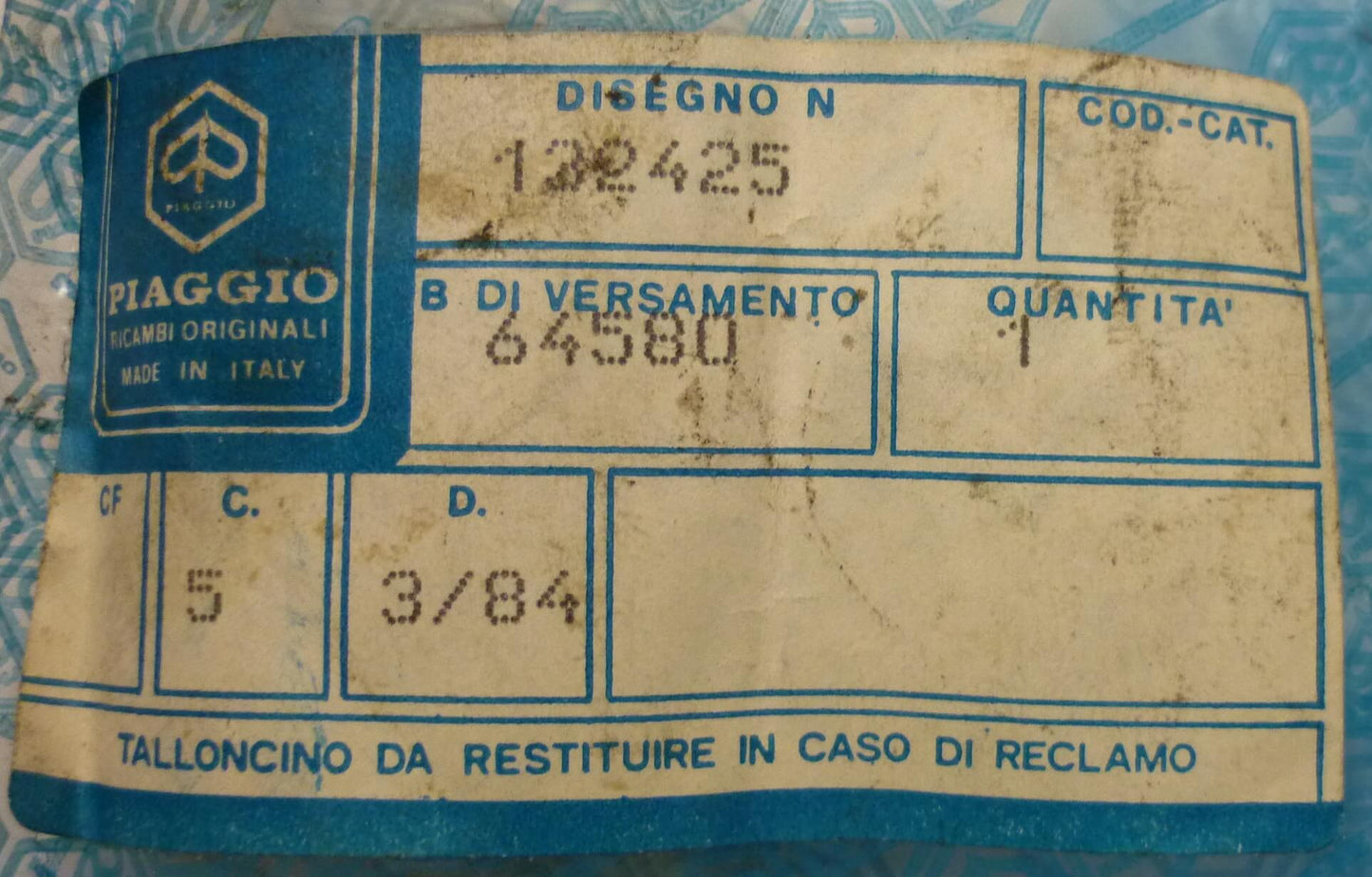 Pressure plate, Ape MPA / MPV / MPM / MPP / AF1, NOS