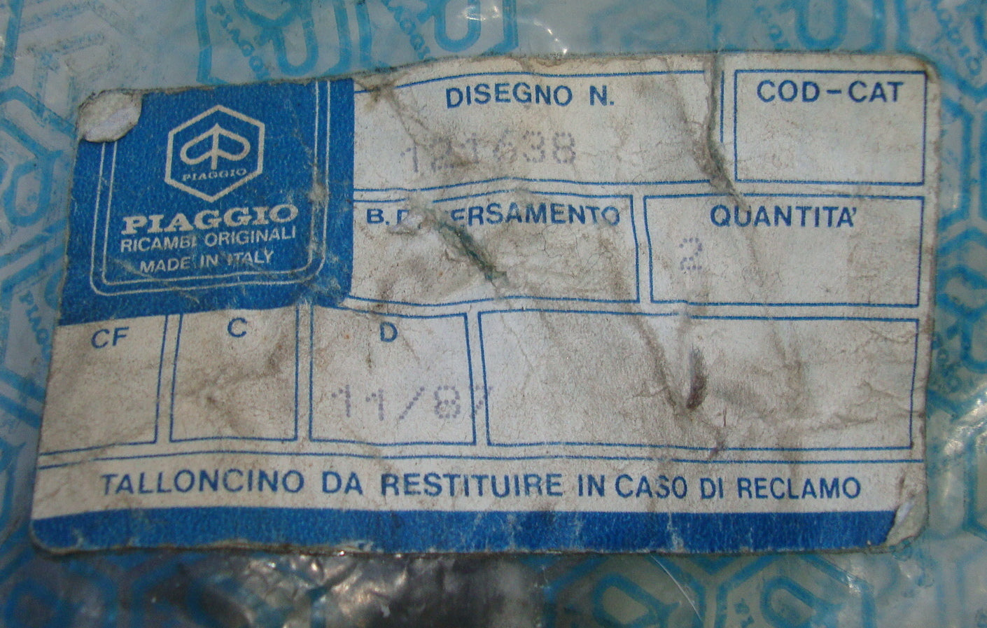 Clamp HT cable, Ape MPM - MPV - MPR - MPF, NOS