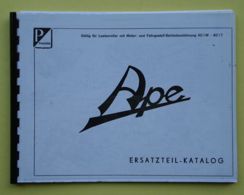 Ersatzteilhandbuch, Ape AC1, Deutsches Modell
