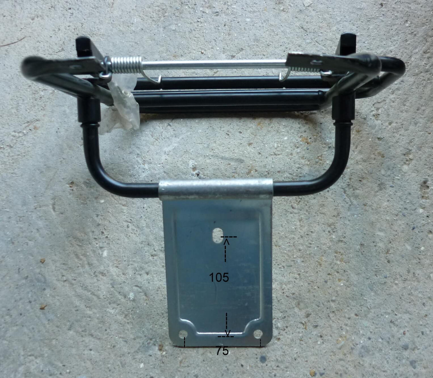 Rear carrier, FABRI, black, Vespa PX 80 / 125 / 150 / 200, NOS