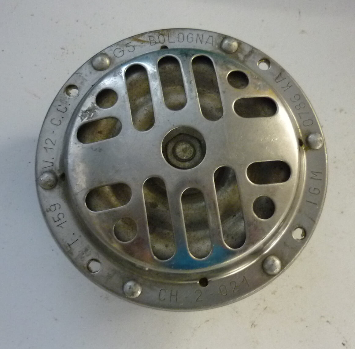 Horn, G.S., 12V, D.C., stainless steel, Vespa 180 / 200 Rally