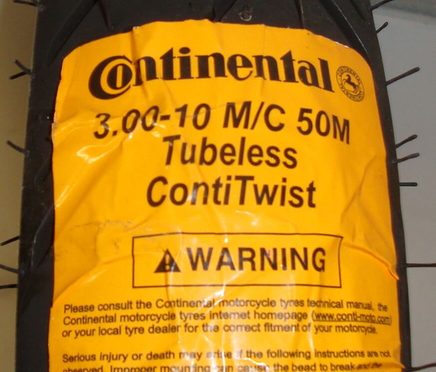 Whitewall tire, CONTINETAL, Conti Twist, 3.50 x 10 M /C 50 M reinforced