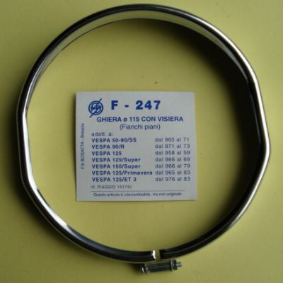 Rim for headlamp, Vespa 50-90SS / 90R / 125 Nuova / 125 - 150 Super / 125 PV / ET3