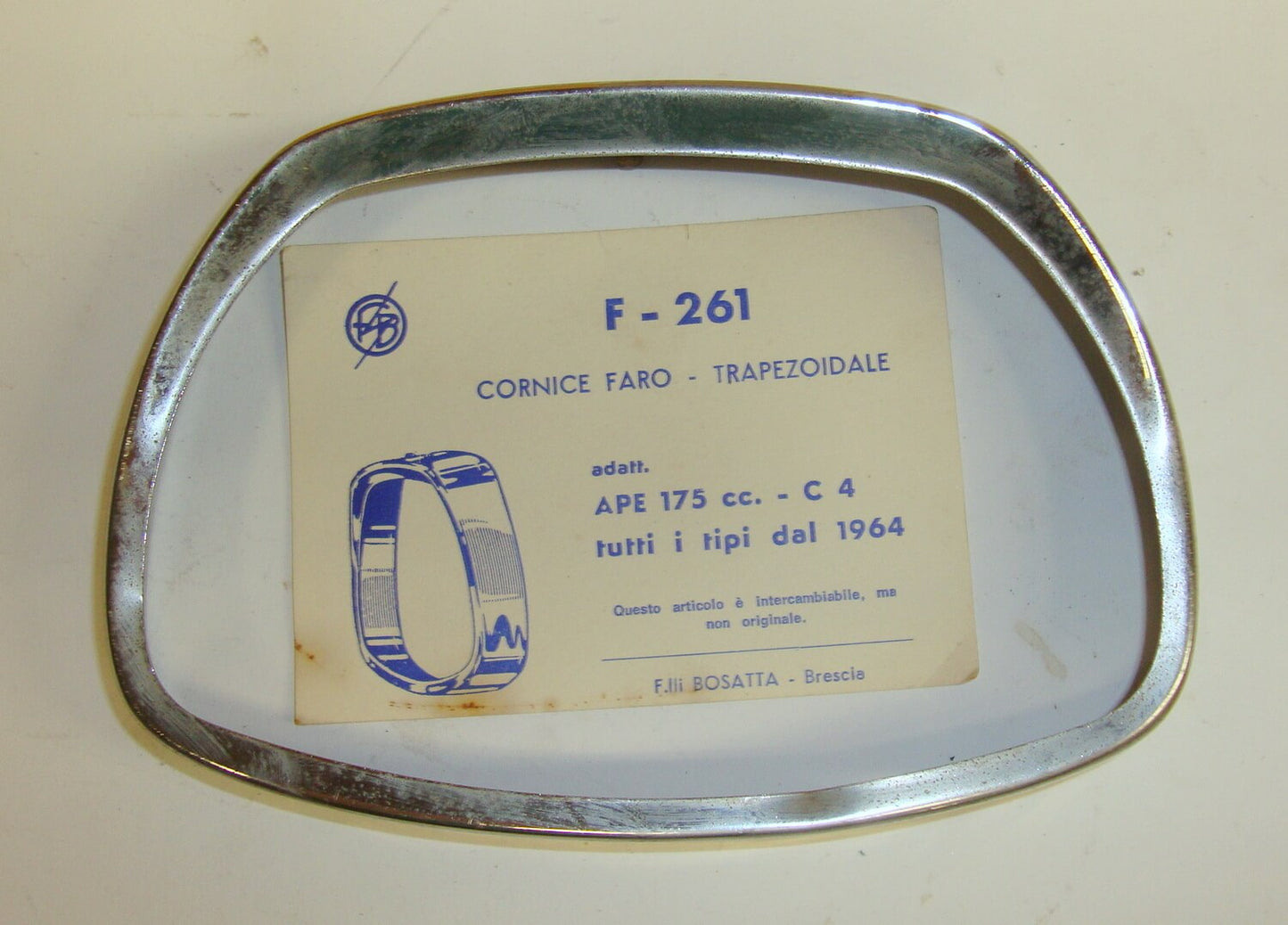 Headlamp rim, BOSATTA, Ape AC4 - AD1 - AE1 - AE01 - APC, NOS