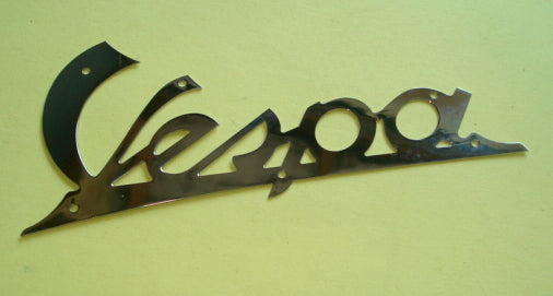 Schriftzug mit Bohrungen, kursiv, verchromt, Vespa 98 / 125 / 150, Eco