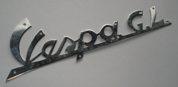 Schriftzug mit Bohrungen, kursiv, verchromt, "Vespa GL"