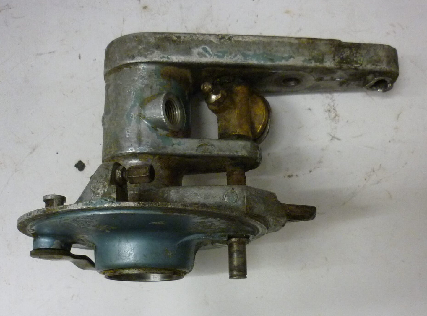 Suspension arm, 8", metalic blue, demaged, Vespa 125 / 150 / Ape