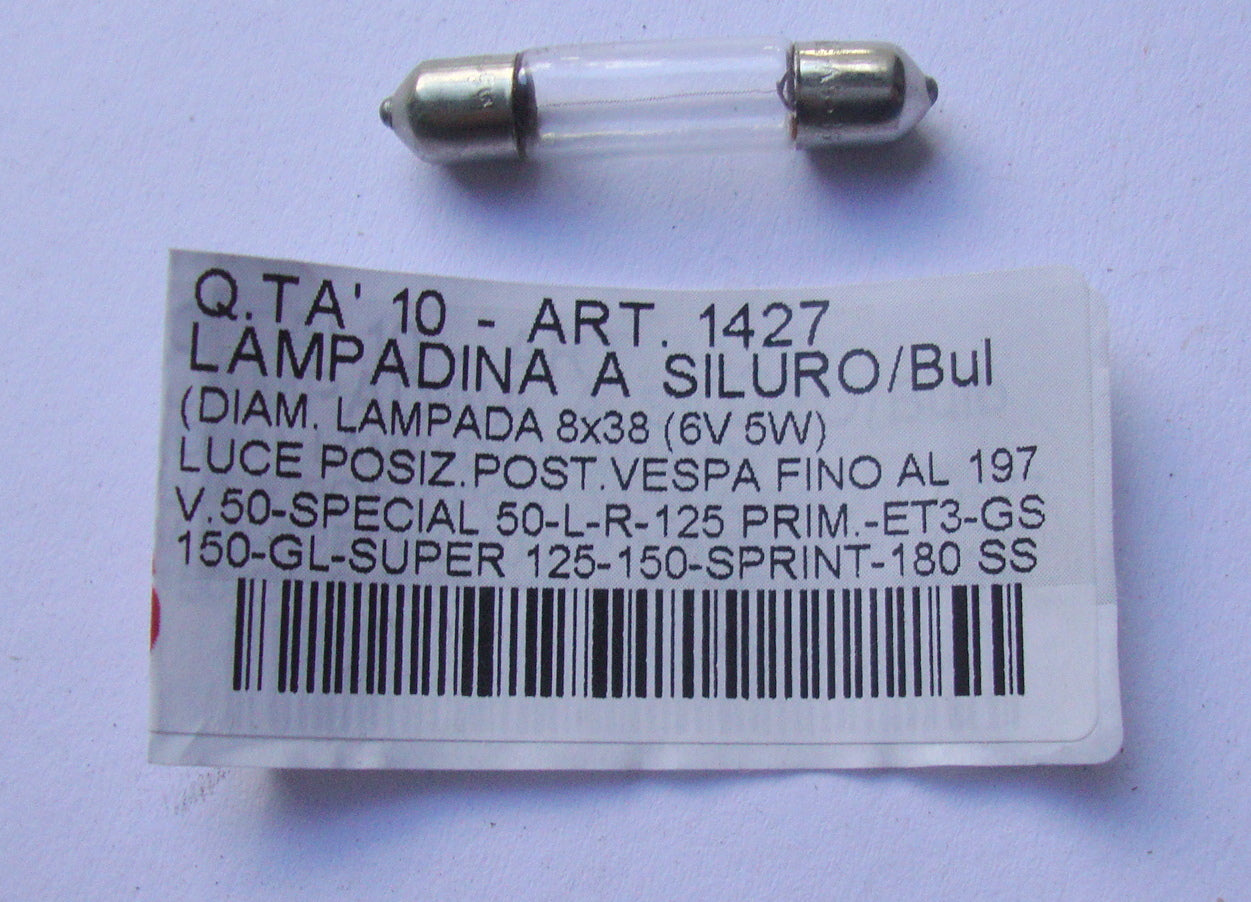 Fuse type bulb, SV7 6V 5W, 8x38 mm