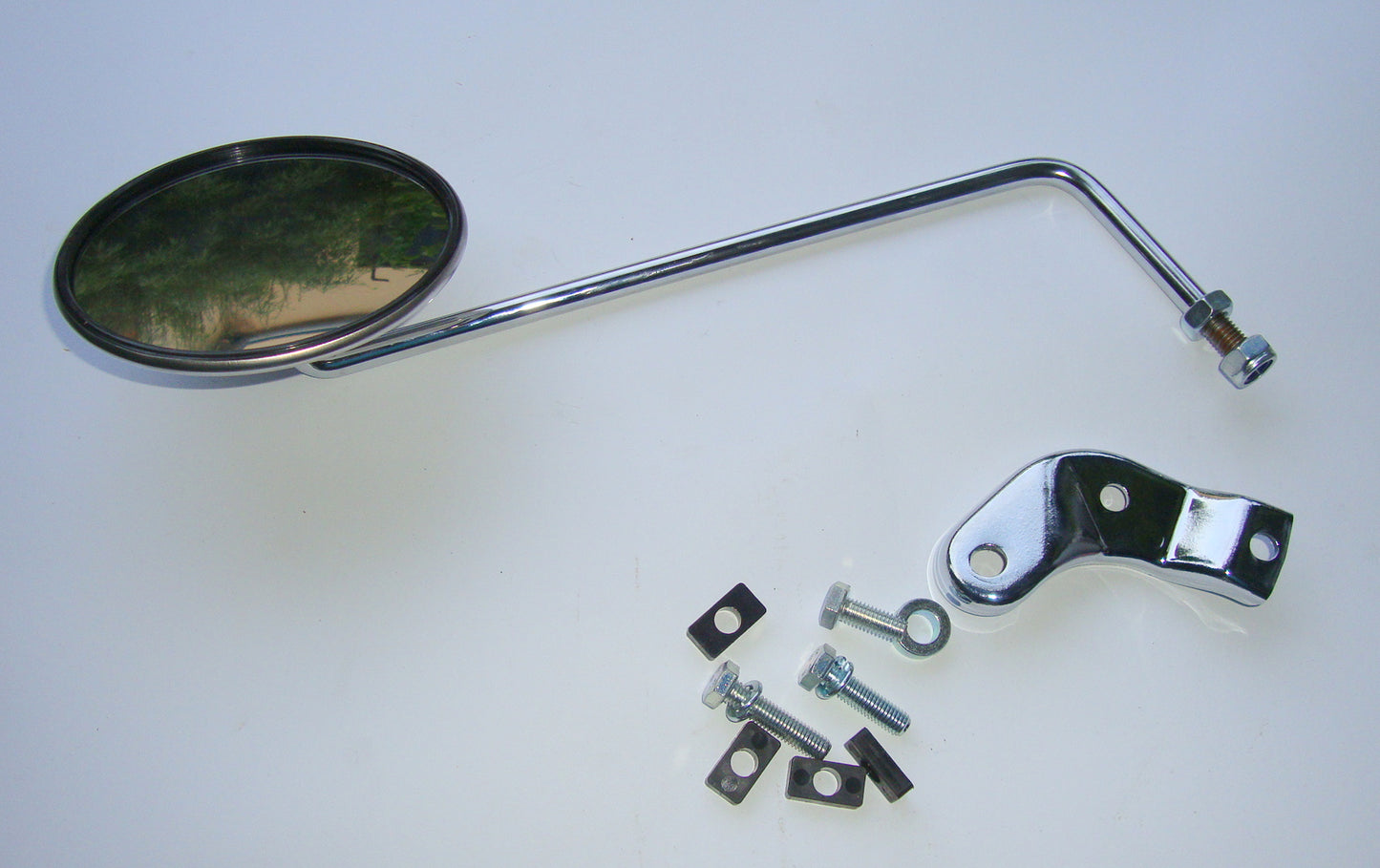 Mirror for handlebar, left side, BUMM, round, stainless steel