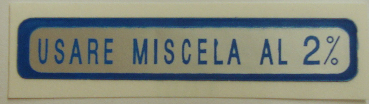 Tankaufkleber, blau, "USARE MISCELA AL 2%"