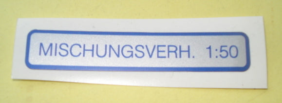 Tankaufkleber,blau, " MISCHUNGSVERH. 1:50"