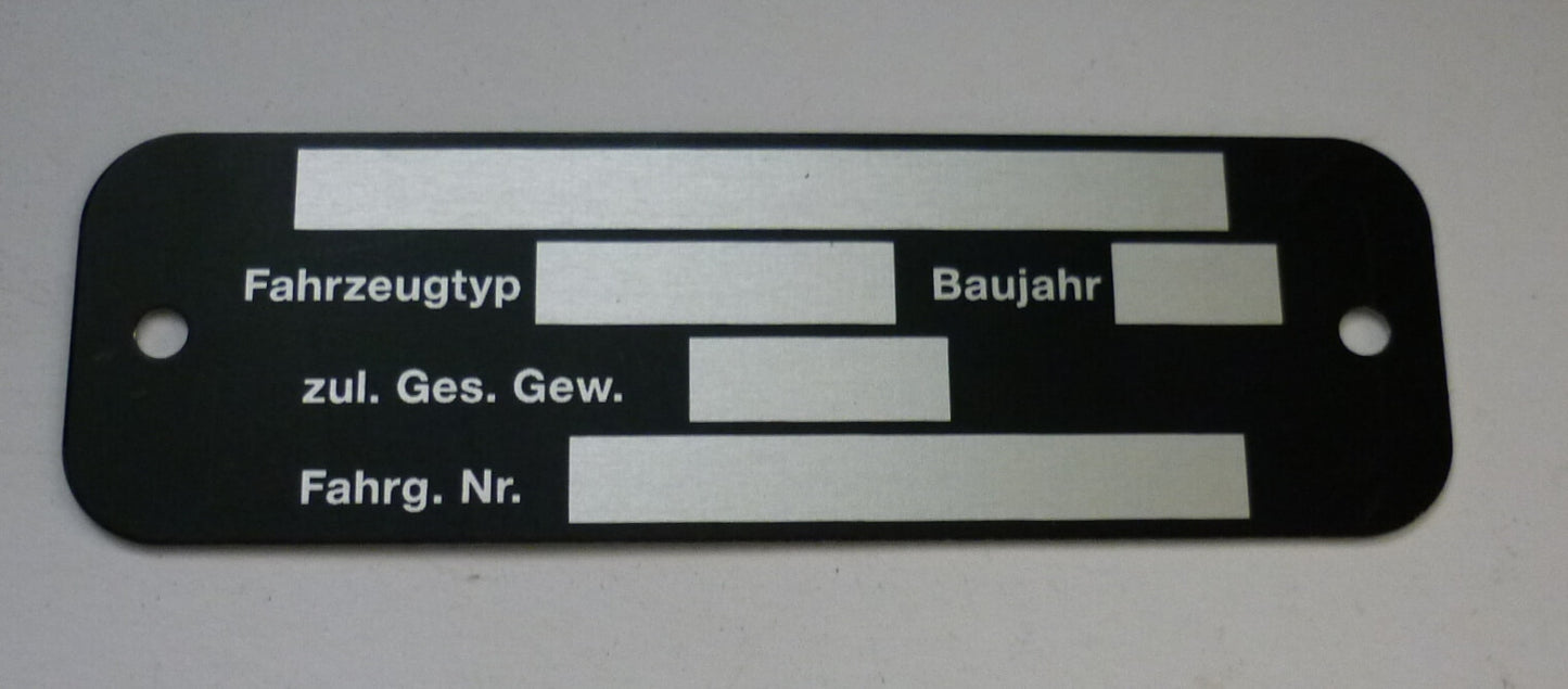 Typenschild, blanko