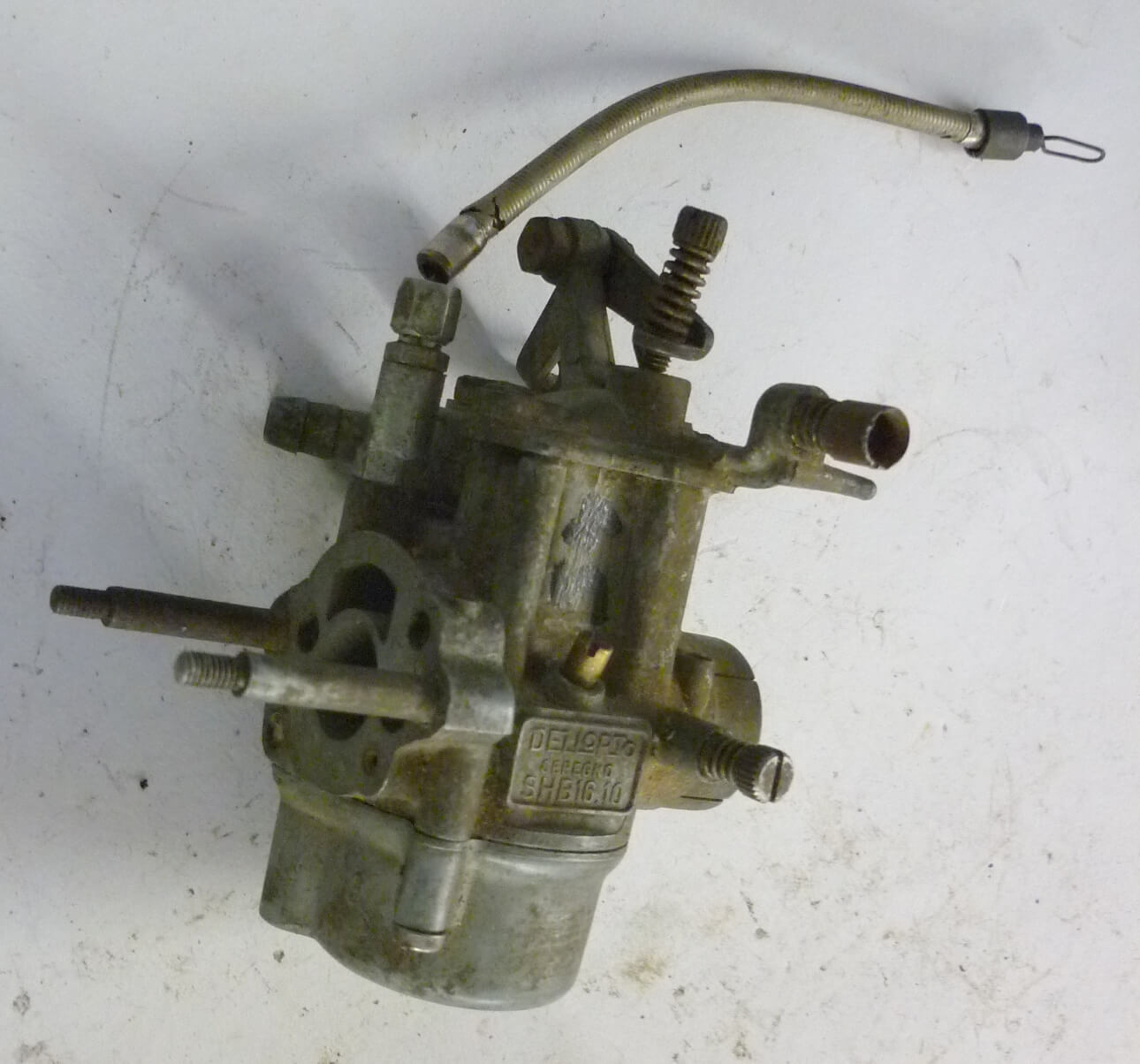 Carburettor 7, DELL'ORTO, SHB 16.10, flat slider, Vespa 50 / N /L / R / Special, NOS