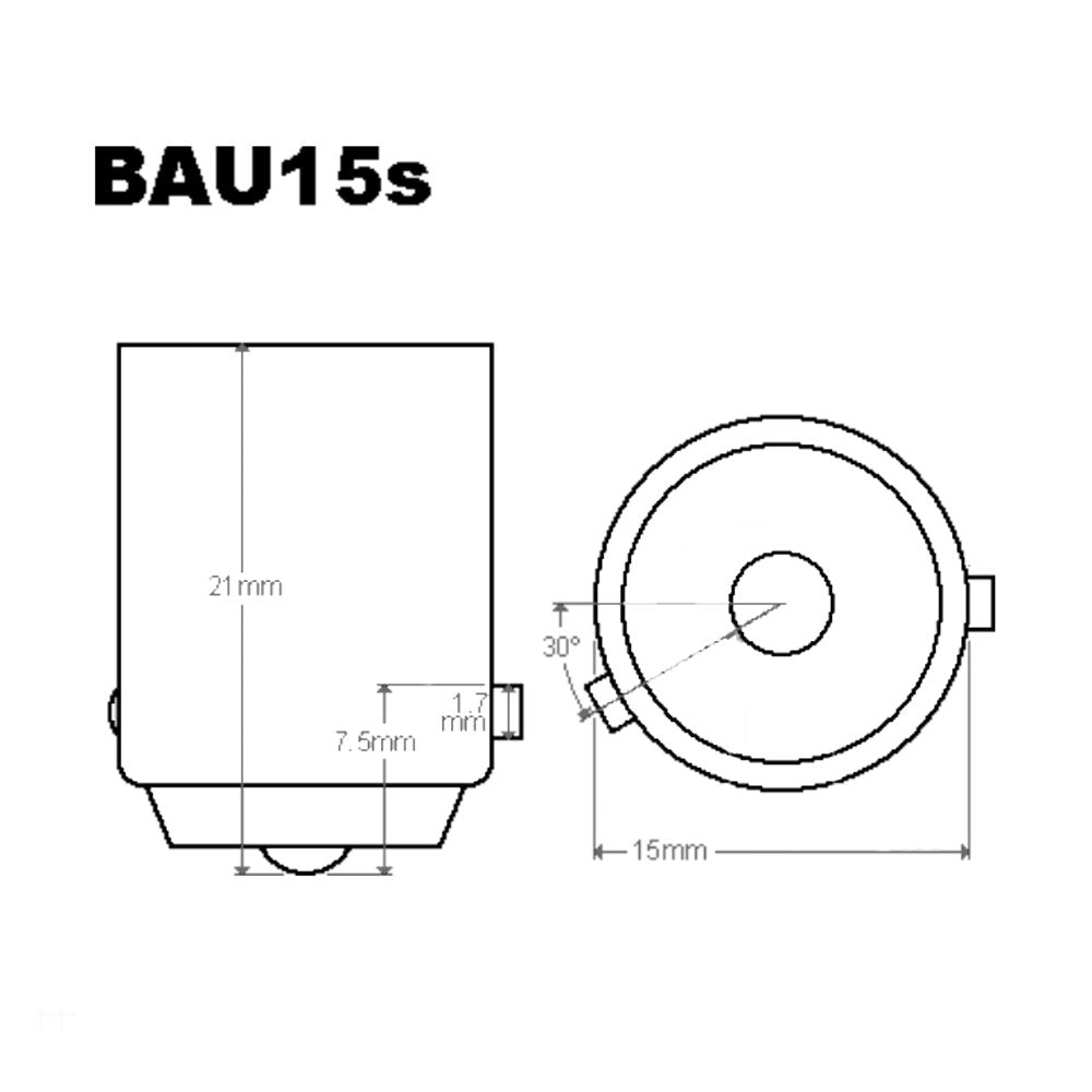 Kugelbirne, orange, 12V 21W, Sockel BAU15s
