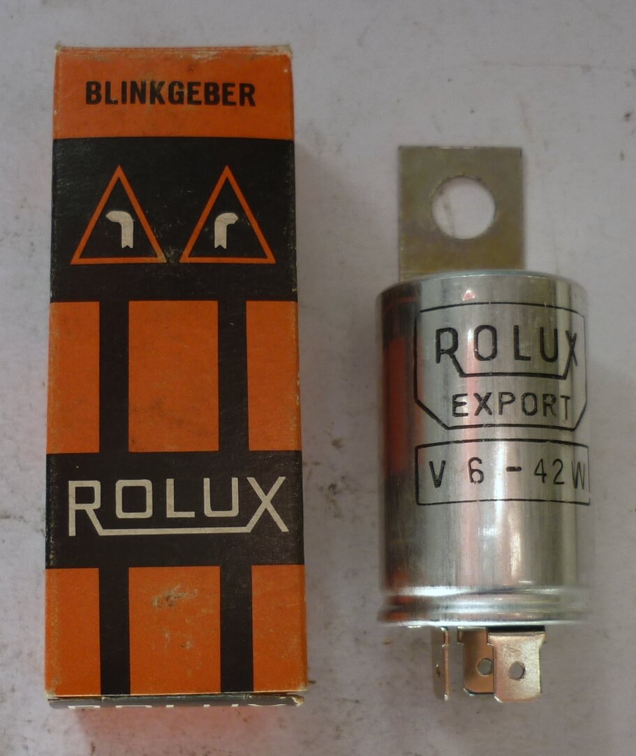Blinkrelais, ROLUX, Steckkontakte, 6 V 42 W, NOS