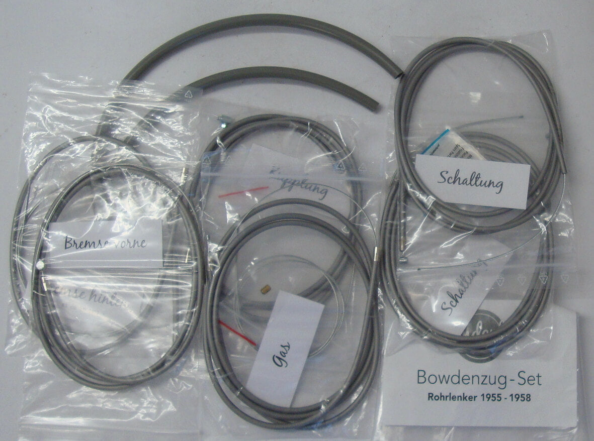 Bowdenzugsatz, Rohrlenker, PTFE, grau, ENDERLE SOLUTIONS, Vespa 125 VN / 150 VL 1955 > 1958