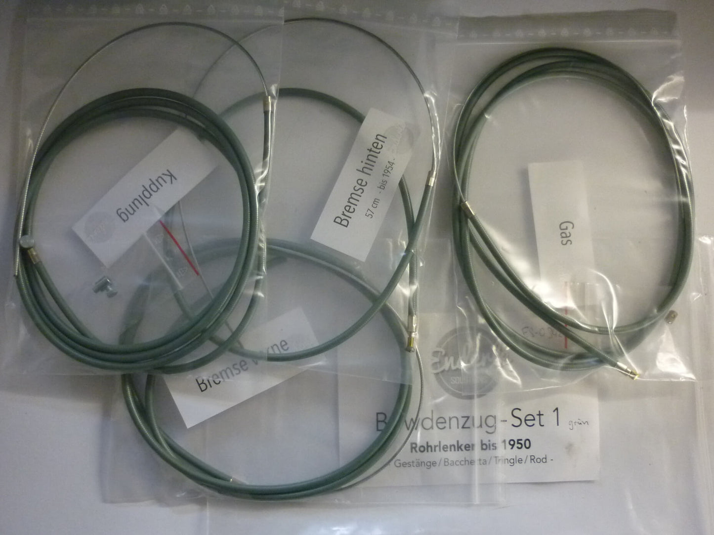 Seilzugsatz, Rohrlenker, Gestängeschaltung, grün, ENDERLE SOLUTIONS, Vespa 125 1949 > 1950