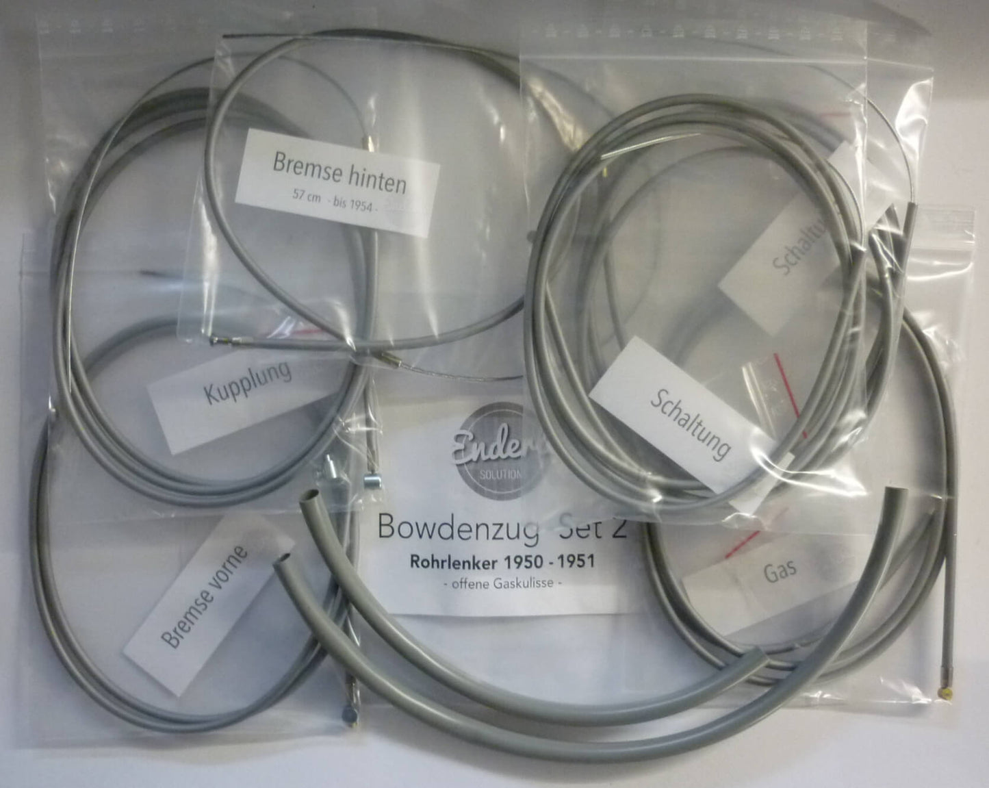 Seilzugsatz, Rohrlenker, PTFE, grau, ENDERLE SOLUTIONS, Vespa 125 1950 > 1951