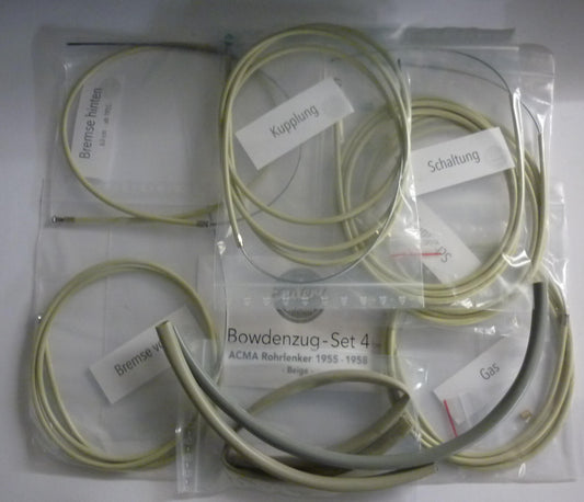 Seilzugsatz, Rohrlenker, beige, ENDERLE SOLUTIONS, ACMA Vespa 125 / 150 1955 > 1958