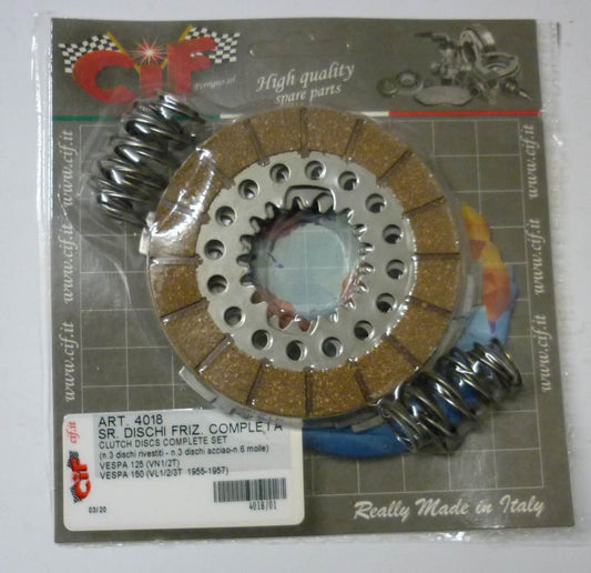 Clutch plate kit with springs, Vespa 125 / 150  1954 > 1957