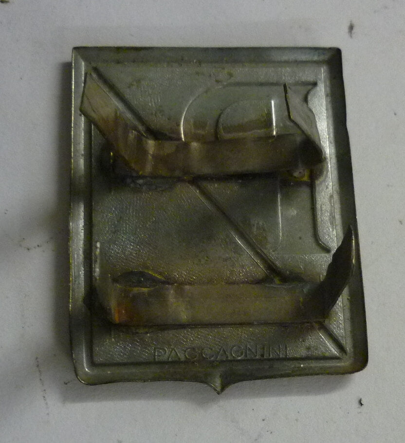 Piaggio-Emblem, Blech, geprägt, Patina, Vespa 125 VN1T 1954>55 economica, Gebraucht