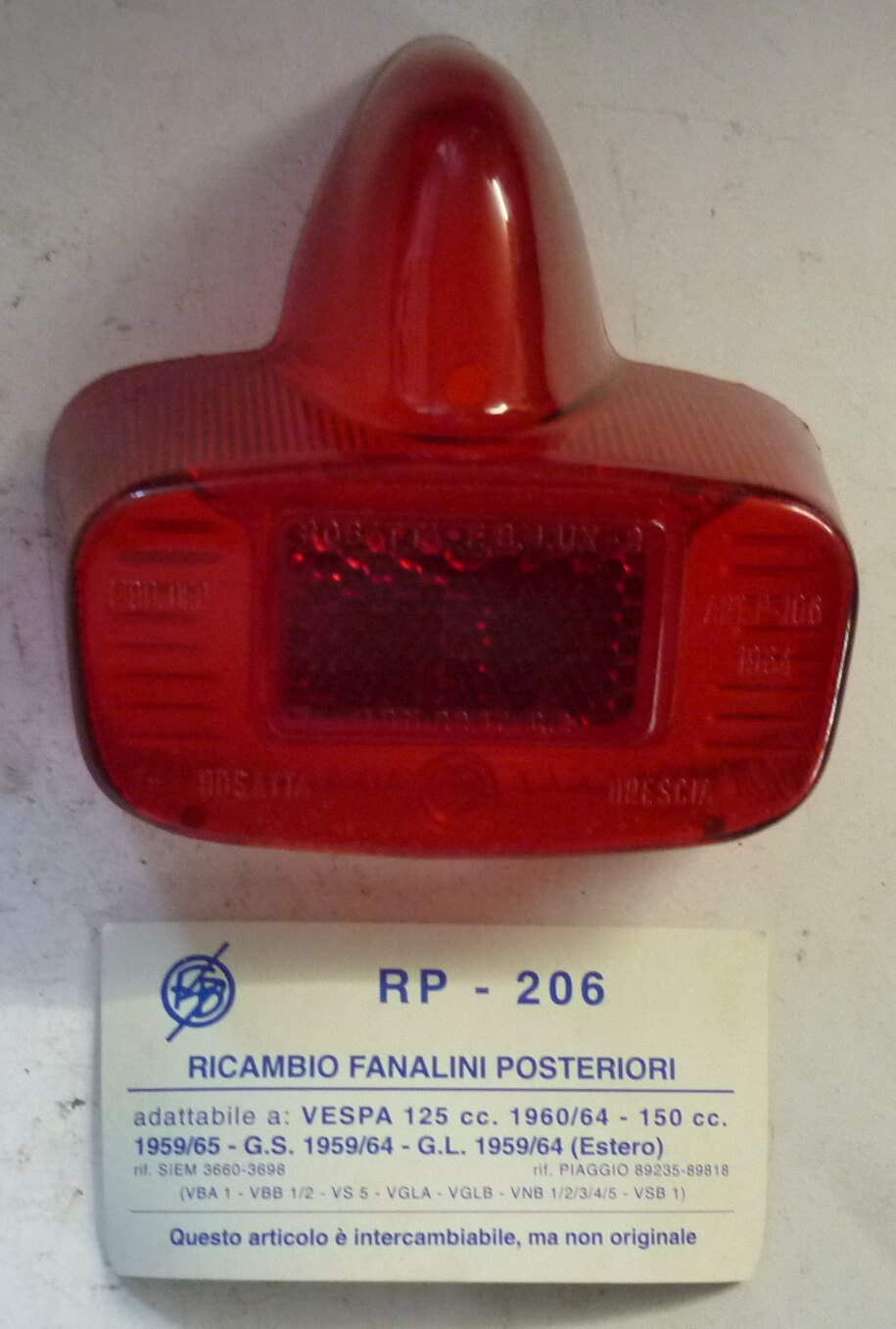 Tail light glass, BOSATTA, Vespa 125 / 150