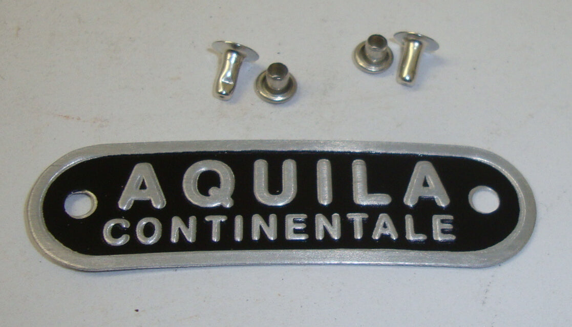 Plate with rivets, "AQUILA CONTINENTALE", black