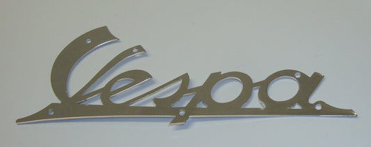 Name plate with holes, cromed,  Vespa 98 / 125 / 150