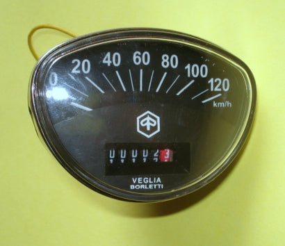 Tacho, schwarz, >120 km/h, Vespa SS50/90/PV/ET3/ Super/Sprint V/GTR/TS/Rally