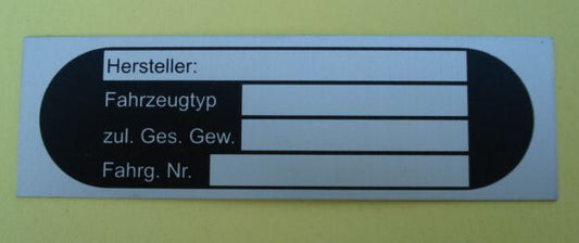 Typenschild, blanko