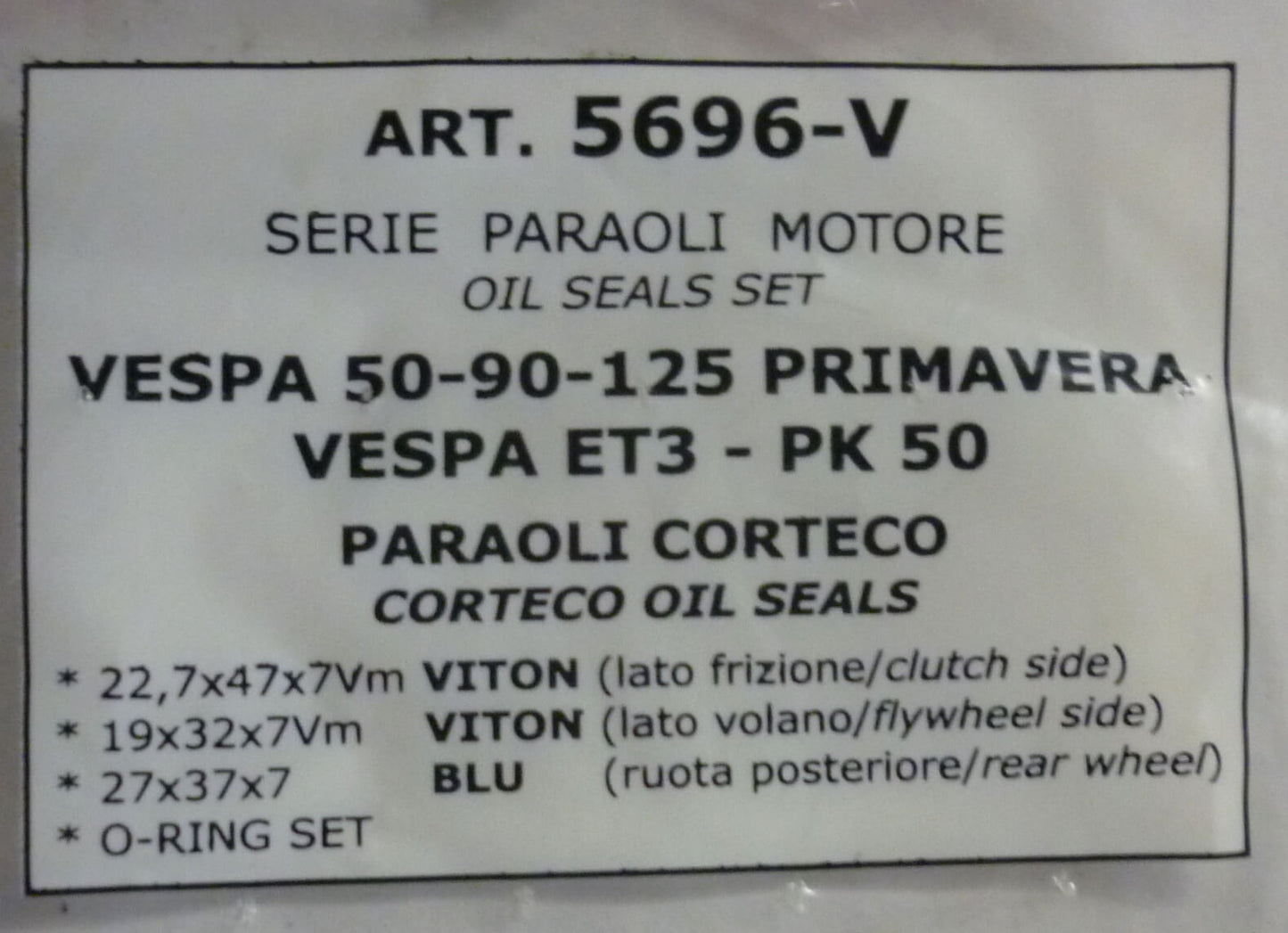 Oilsealkit with o-rings, VITON, Vespa 50 - 90 - 125 PV - ET3 - PK