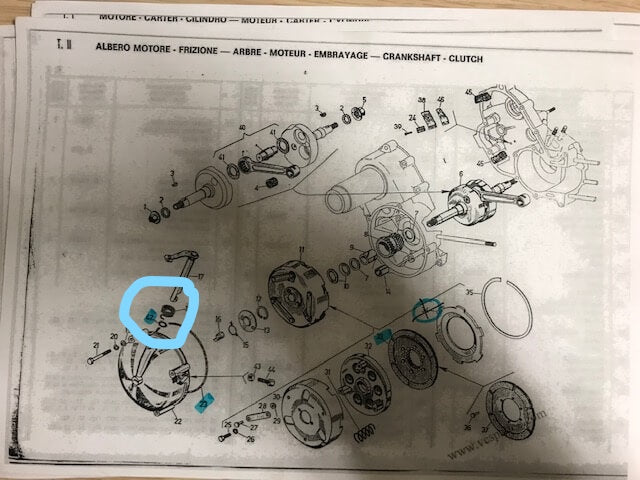 O-Ring clutch lever, Ape AD - AE - AE 0 - AF4